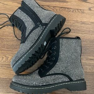 Betsey Johnson torrid rhinestone studded combat boots plus 10 wide